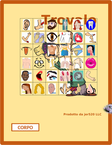 Corpo (Body in Italian) Find it Worksheet