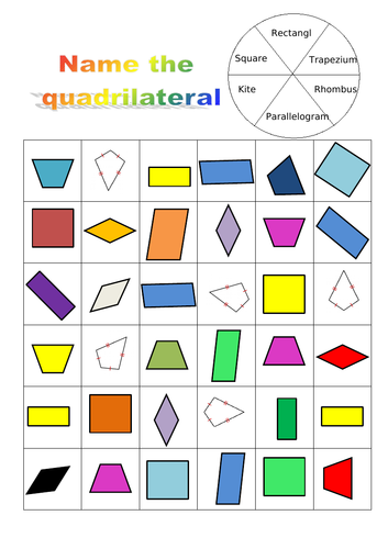 Name and recognise the quadrilateral game | Teaching Resources