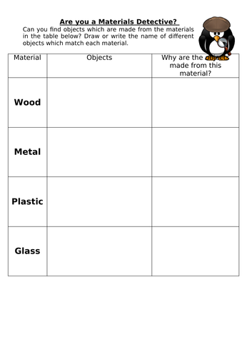 Different materials detective hunt