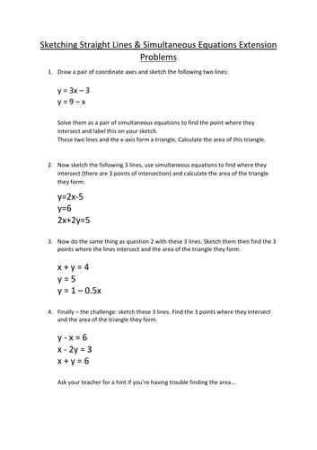Sketching Lines & Sim Equations - Extension