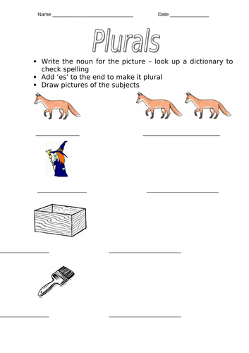 Adding 'es' Plurals Worksheets