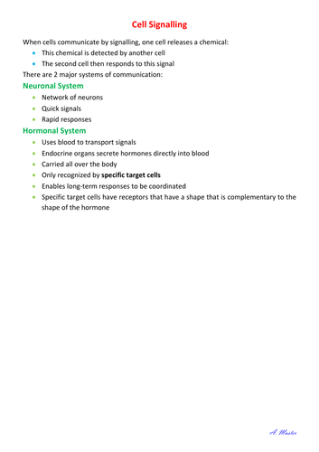 Cell Signalling Notes