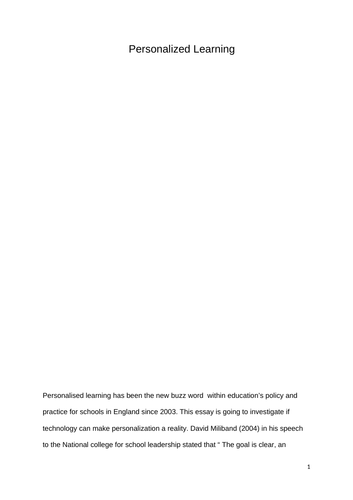 An essay on personalised learning