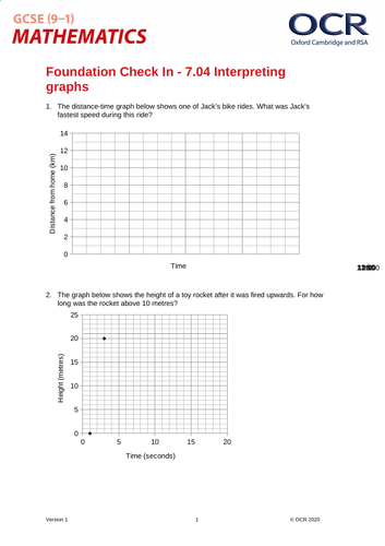 OCR Maths: Foundation GCSE - Check In Test 7.04 Interpreting graphs