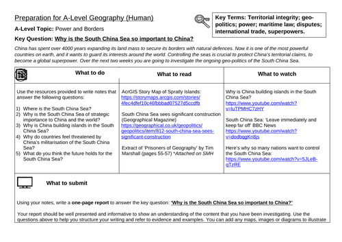 Preparation for A-Level Remote Learning Activity (OCR Power and Borders)