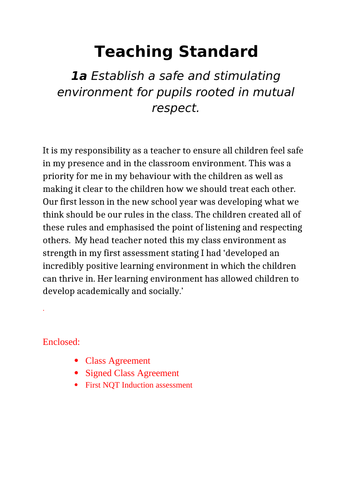 NQT Teacher Standards