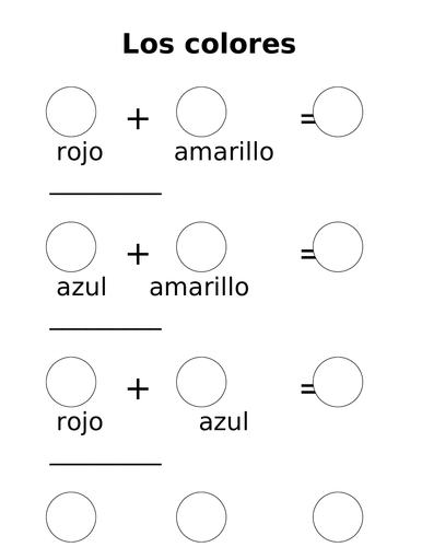 Spanish Primary Color Mixing Worksheet Los Colores Primarios Y