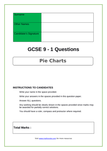 Pie Charts for GCSE 9-1