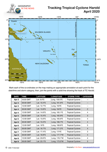 Latitude & Longitude Exercise: Tropical Cyclone Harold