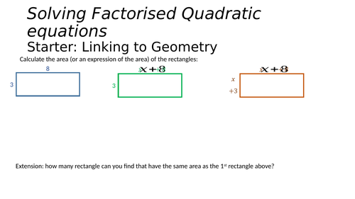 Solving factorised quadratics