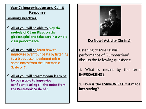 Year 7  - Improvisation, Call & Response