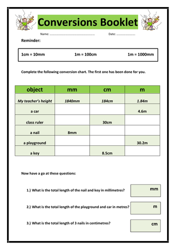 Units of Measurement Conversions Booklet - 5 pages of activities