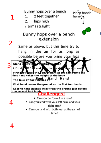 cartwheel resource card with progressions - Gymnastics
