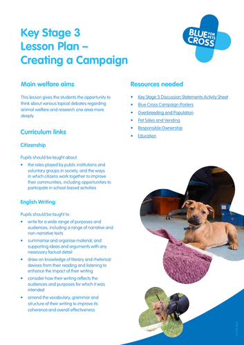 Blue Cross Pet Resources - Key Stage 3 Lesson plan