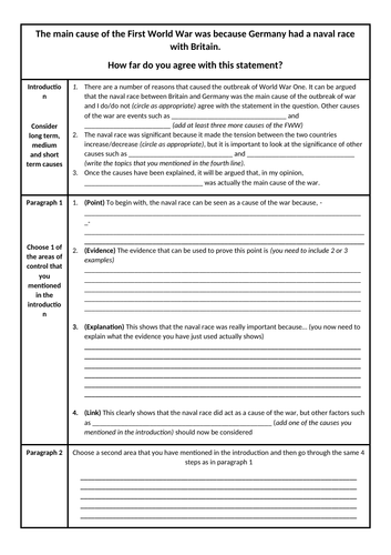 Year 9 FWW Writing Frame