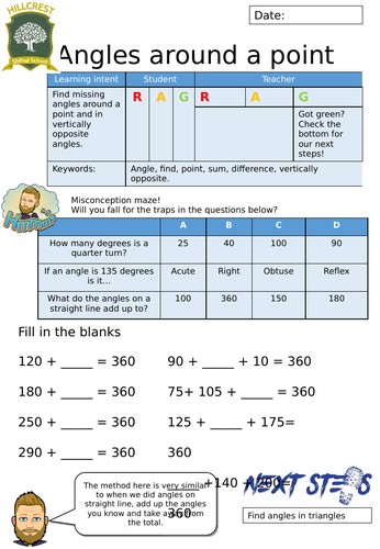 Angles at a point worksheet