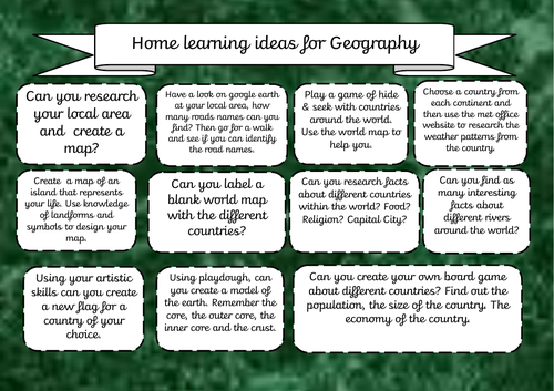 Home Learning ideas - Geography | Teaching Resources