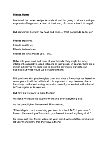 Speech for KS2 Children