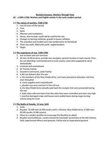 Warfare Through Time Revision c1500-1700 (GCSE Edexcel)