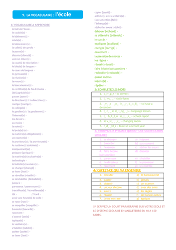 french-gcse-school-vocab-revision-worksheet-teaching-resources