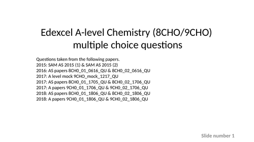 Edexcel A level Chemistry MCQs