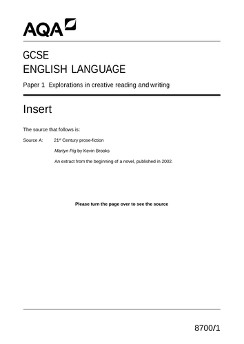 GCSE English Language (Paper 1) - Martyn Pig