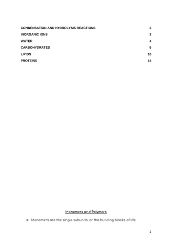 WJEC AS Biology - Unit 1 - Part 1