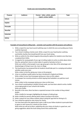 Create your own revision- Lang &Lit GCSE