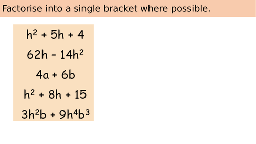 Factorising Quadratics