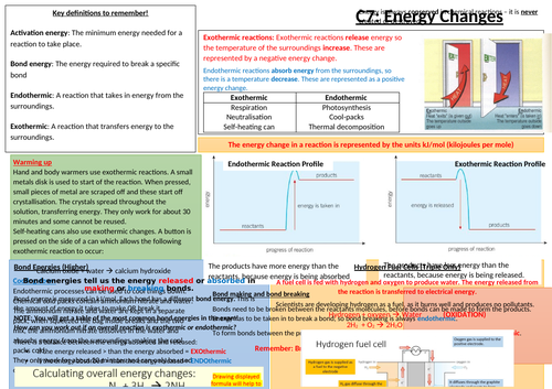 AQA C7 Energy Changes Knowledge Organiser