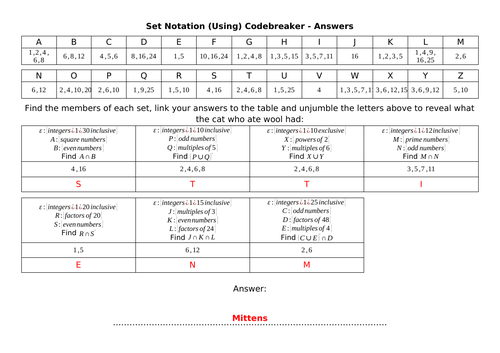 Set Notation (Using) Codebreaker