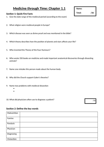 GCSE Medicine: End of Chapter Quizzes