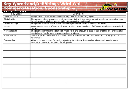 AQA A Level PE [AS - 7581 & A2 - 7582] - Impact Of Commercialisation, Sponsorship & Media