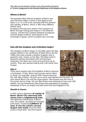 Home Learning Resources on African Kingdoms and Civilisations