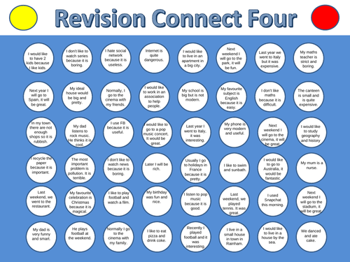 Connect four - French GCSE