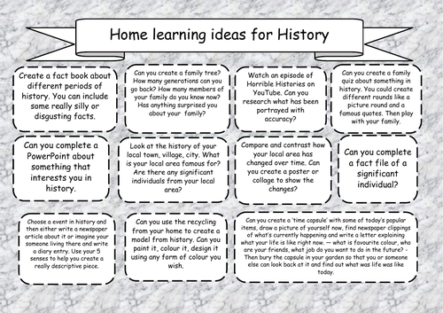 Home Learning Activities - History | Teaching Resources