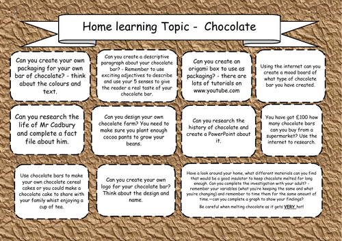 Home Learning Topic - Chocolate