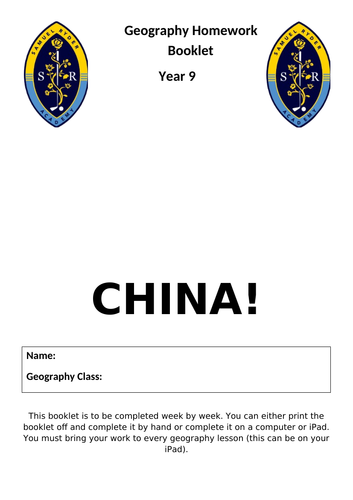 Home learning booklet on China