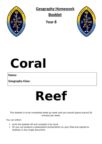 Home learning booklet - Coral reef