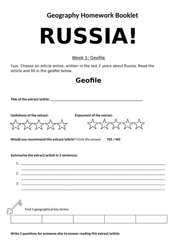 Home learning - Russia