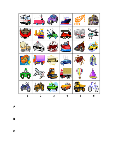Vehículos (Vehicles in Spanish) Transporte Find it Worksheet