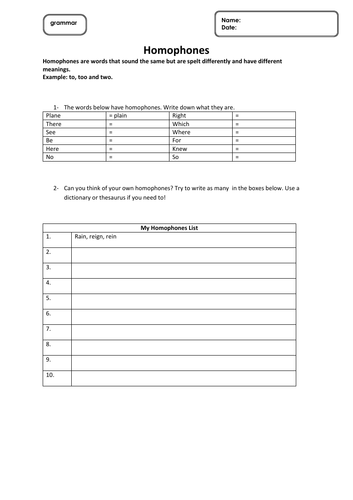 Homophones