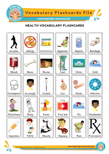 Health Illness Vocabulary Flashcards Teaching Resources