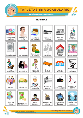 Rutinas y Habitos - Vocabulary Flashcards | Teaching Resources