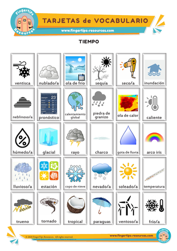 Tiempo y Clima - Vocabulary Flashcards