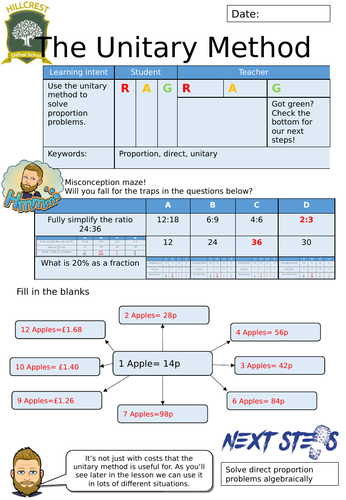 Unitary method worksheet