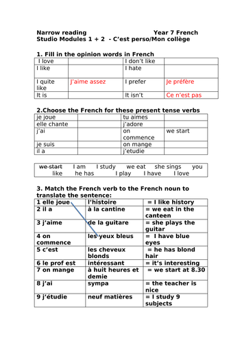 Studio modules 1 and 2 revision  worksheet (approx 30 mins)