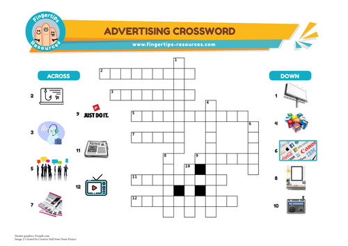 Advertising Vocabulary Crossword Teaching Resources