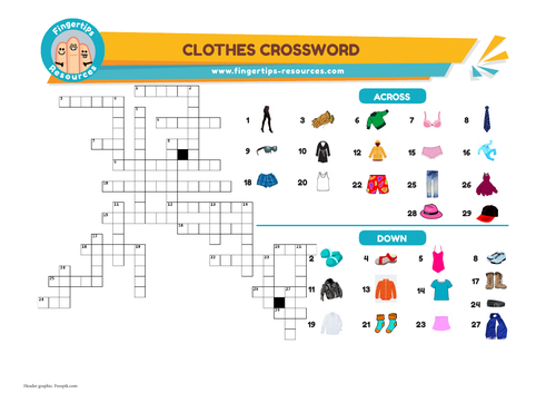 Clothes Vocabulary Crossword