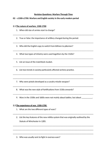 Warfare Through Time c1700-1900 Revision (Edexcel GCSE)